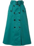 Loveless A-line Midi Skirt - Green