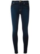 7 For All Mankind Faded Detail Skinny Jeans, Women's, Size: 28, Blue, Cotton/polyester/lyocell/spandex/elastane