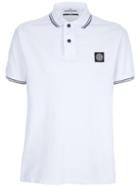 Stone Island Piqué Polo Shirt, Men's, Size: Medium, White, Cotton/spandex/elastane