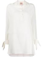 Nude High-low Hem Shirt - White