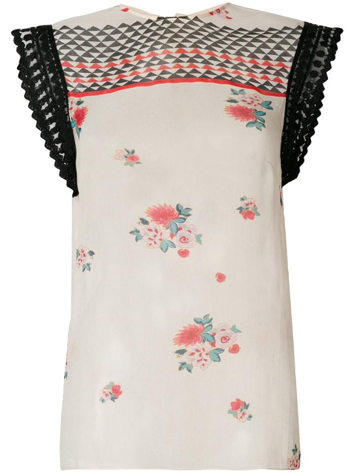 Philosophy Di Lorenzo Serafini Patterned Lace Sleeve Blouse - Nude &