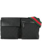 Gucci Vintage Shelly Line Gg Pattern Bum Bag - Black
