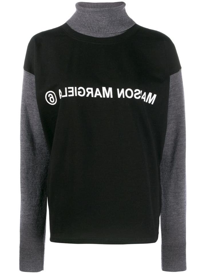 Mm6 Maison Margiela Layered Roll-neck T-shirt-effect Jumper - Grey