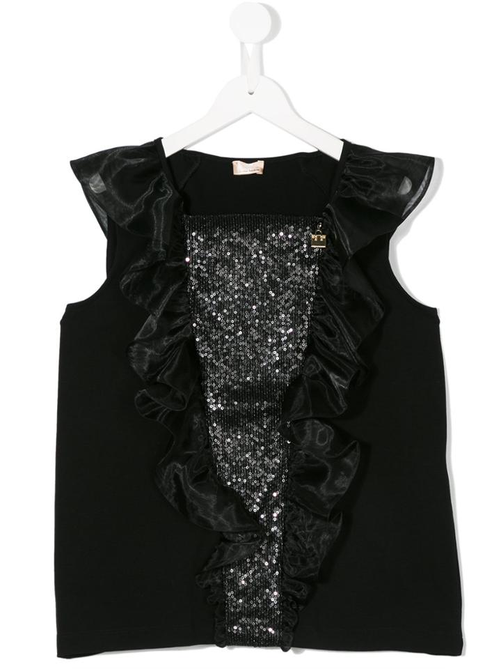 Elisabetta Franchi La Mia Bambina Sequin Embellished Top - Black
