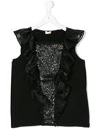 Elisabetta Franchi La Mia Bambina Sequin Embellished Top - Black