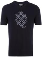 Giorgio Armani Shallow V-neck T-shirt, Men's, Size: 54, Blue, Viscose/spandex/elastane
