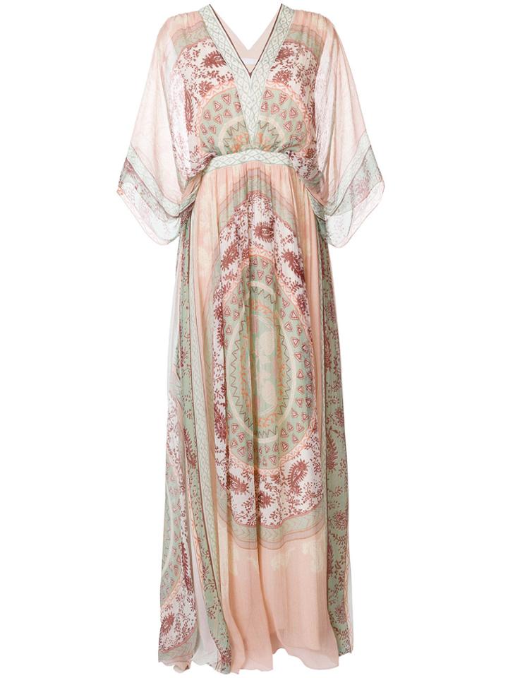 Chloé Mandala Print Crepe Maxi Dress - Pink & Purple