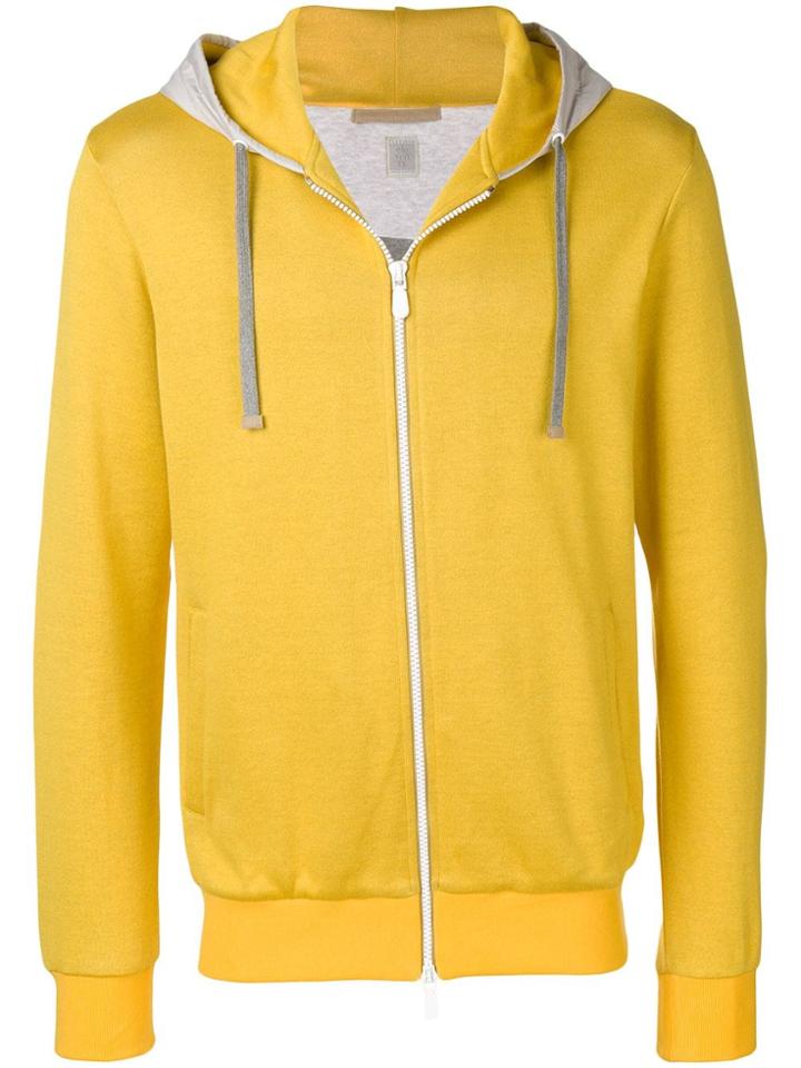 Eleventy Long-sleeve Fitted Hoodie - Yellow