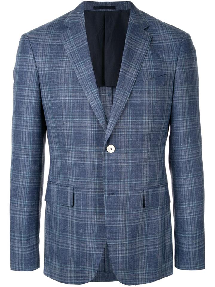 Kent & Curwen Checked Tailored Blazer - Blue