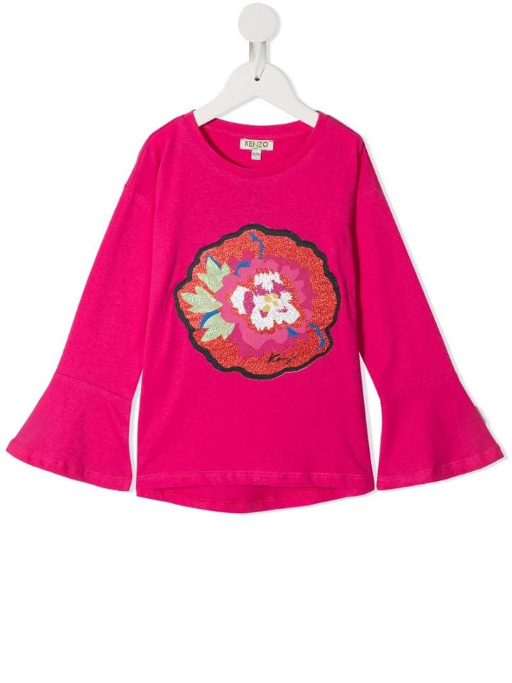 Kenzo Kids Floral Long-sleeve Top - Pink