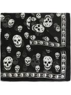 Alexander Mcqueen Skull Print Sheer Scarf, Men's, Black, Silk
