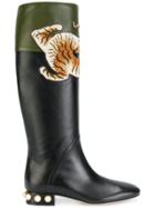 Gucci Tiger-embellished Boots - Black