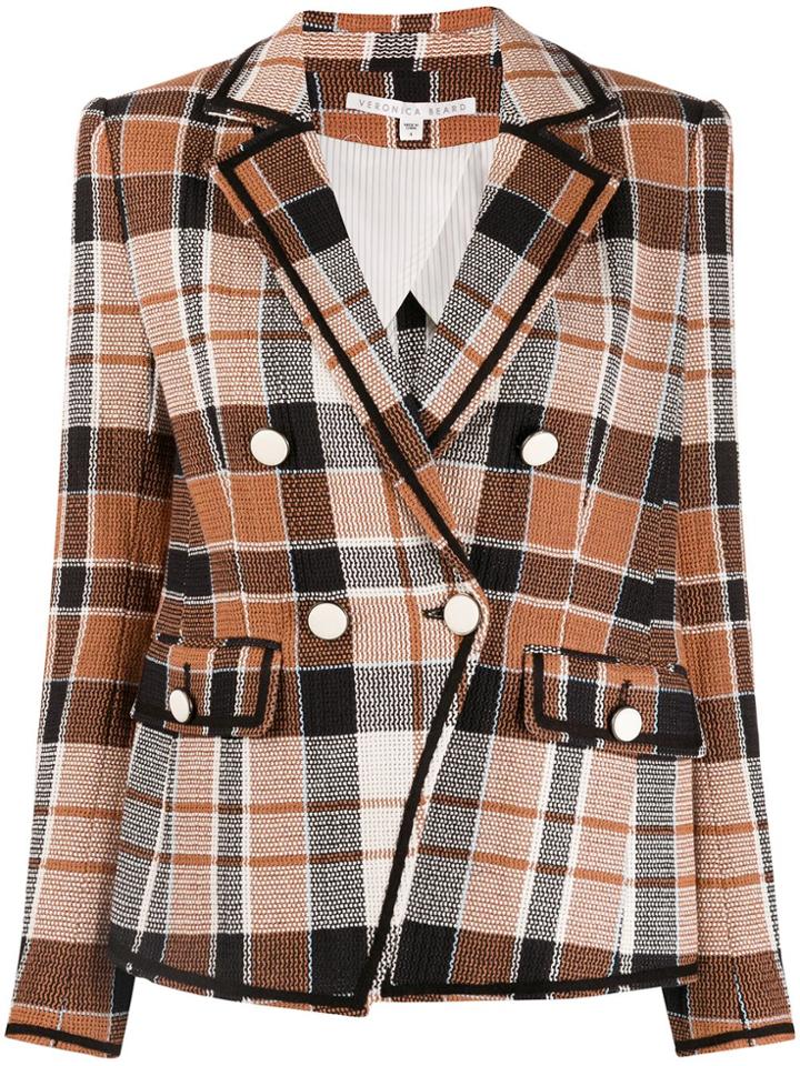 Veronica Beard Check Double-breasted Blazer - Brown