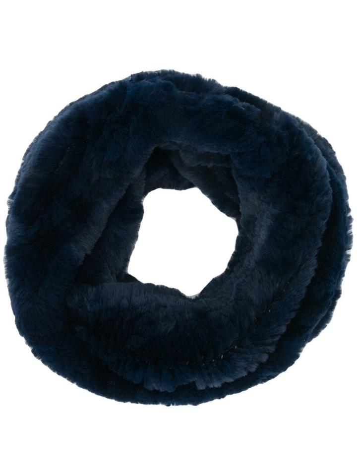Liska Fur-trimmed Scarf - Blue