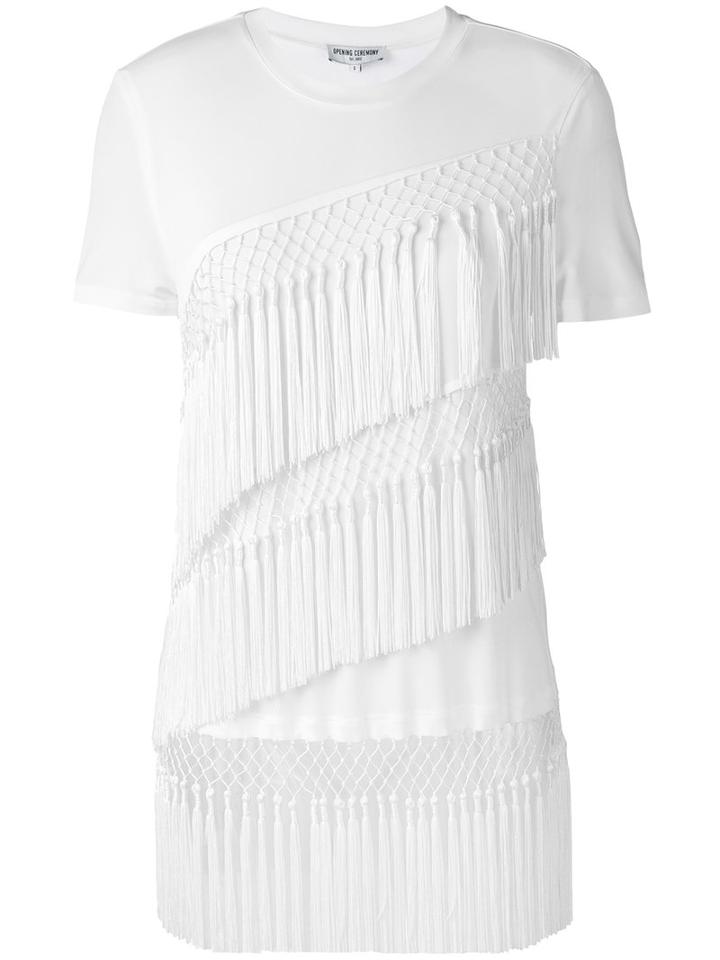Opening Ceremony - Fringes T-shirt - Women - Viscose - M, White, Viscose