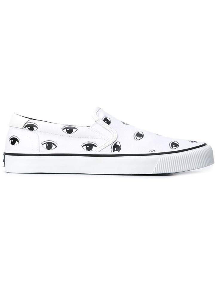 Kenzo Eyes Sneakers, Men's, Size: 39, White, Cotton/rubber