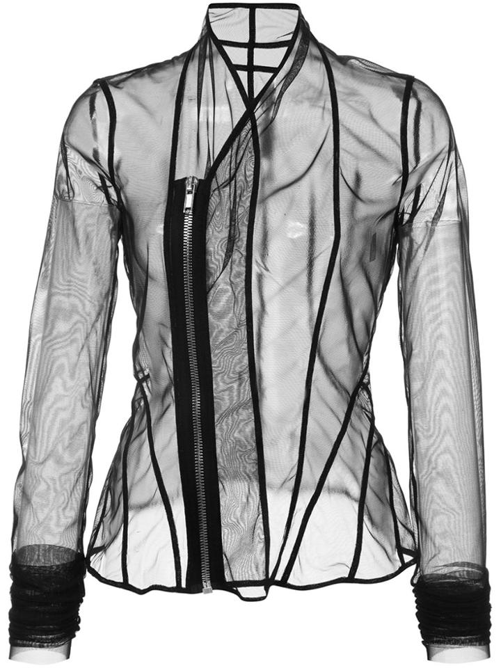 Rick Owens Lilies Sheer Fitted Jacket - Black