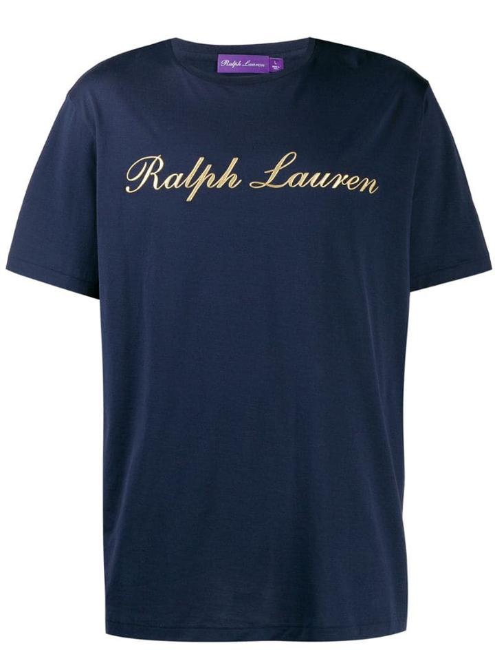 Ralph Lauren Purple Label Gold Logo Printed T-shirt - Blue