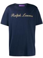 Ralph Lauren Purple Label Gold Logo Printed T-shirt - Blue