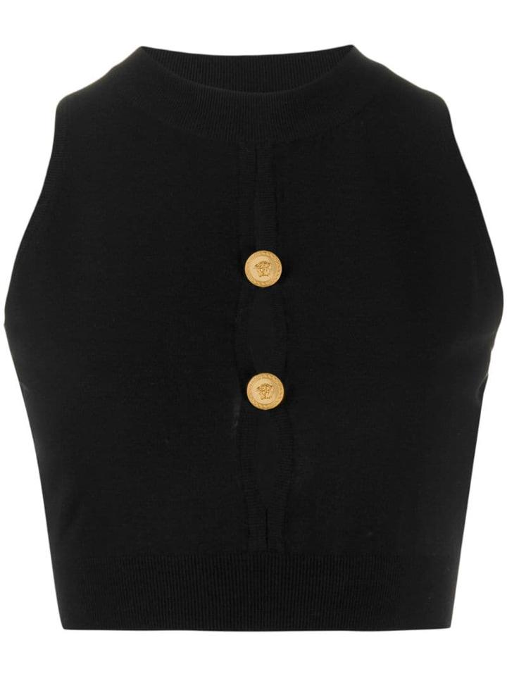Versace Medusa Details Crop Top - Black