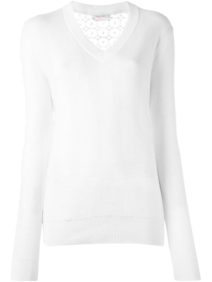 See By Chloé Floral Lace Panel Jumper, Women's, Size: Medium, White, Cotton