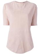 Balmain Curved Hem T-shirt, Women's, Size: 38, Pink/purple, Lamb Skin