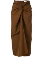 Max Mara Knot Front Midi Skirt - Brown