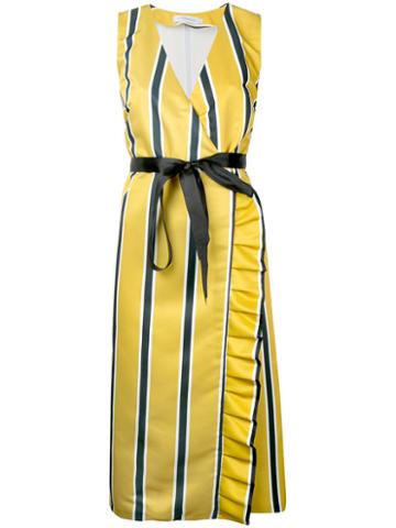 Gwen Salakaia - Striped Wrap Dress - Women - Polyamide - 4, Yellow/orange, Polyamide