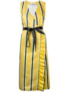 Gwen Salakaia - Striped Wrap Dress - Women - Polyamide - 4, Yellow/orange, Polyamide