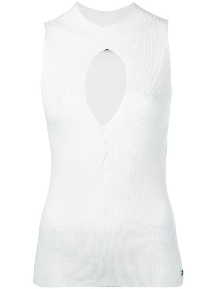 Twin-set - Keyhole Detail Tank Top - Women - Polyester/viscose - S, White, Polyester/viscose