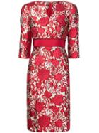 Carolina Herrera Floral Jacquard Fitted Dress