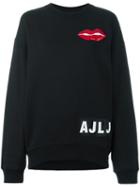 Au Jour Le Jour Lips Patch Sweatshirt, Women's, Size: 42, Black, Cotton/polyester/pvc