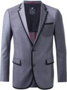 Loveless Piped Trim Blazer, Men's, Size: Medium, Grey, Polyester/polyurethane/rayon