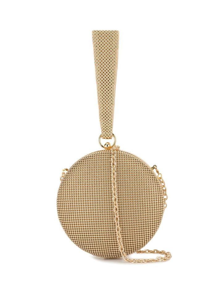 Whiting And Davis Canteen Round Clutch Bag - Gold