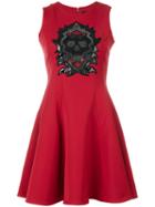 Philipp Plein - Embellished Skull Flared Shift Dress - Women - Polyamide/polyester - S, Red, Polyamide/polyester