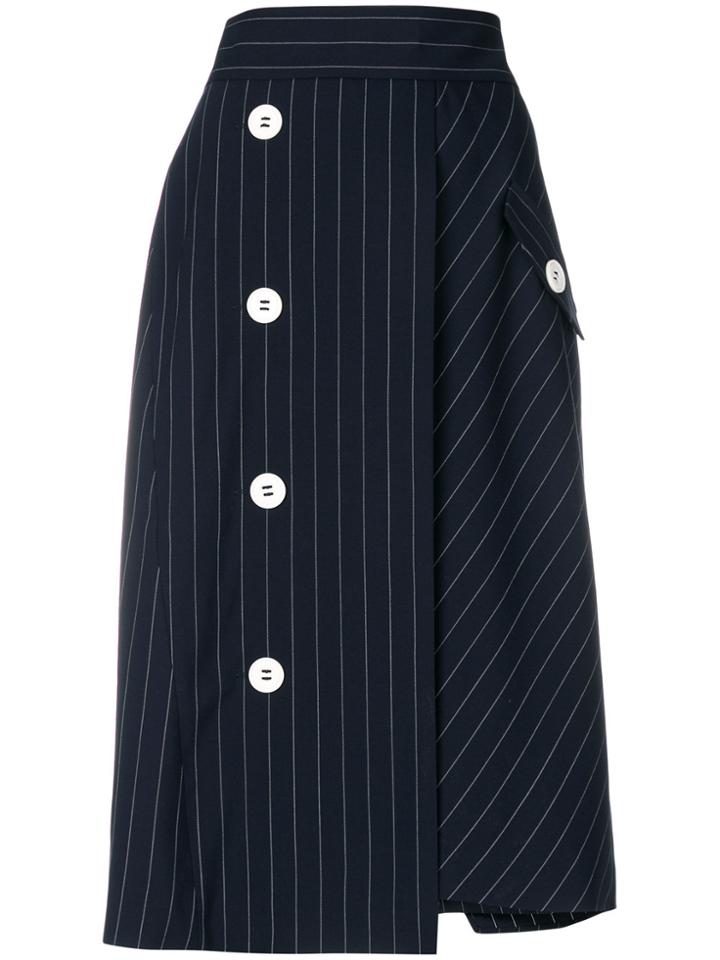 Dorothee Schumacher Asymmetric Pinstripe Skirt - Blue