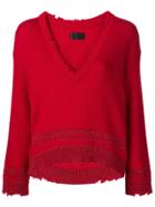 Rta V-neck Boxy Sweater - Red