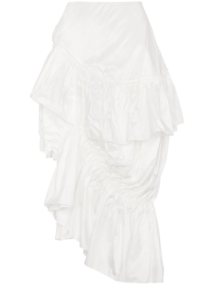 Simone Rocha Silk Ruched Midi Skirt - Nude & Neutrals
