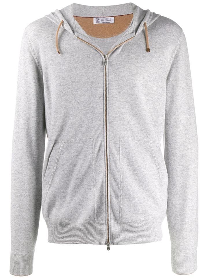 Brunello Cucinelli Cashmere Zip-up Hoodie - Grey