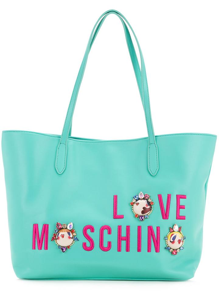 Love Moschino - Logo Shopper Tote - Women - Polyurethane - One Size, Green, Polyurethane