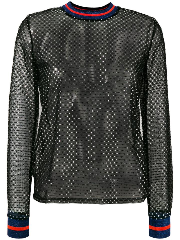 Sequin Mesh Top - Women - Polyester/spandex/elastane/polybutylene Terephthalate (pbt)/glass - L, Black, Polyester/spandex/elastane/polybutylene Terephthalate (pbt)/glass, Zoe Karssen