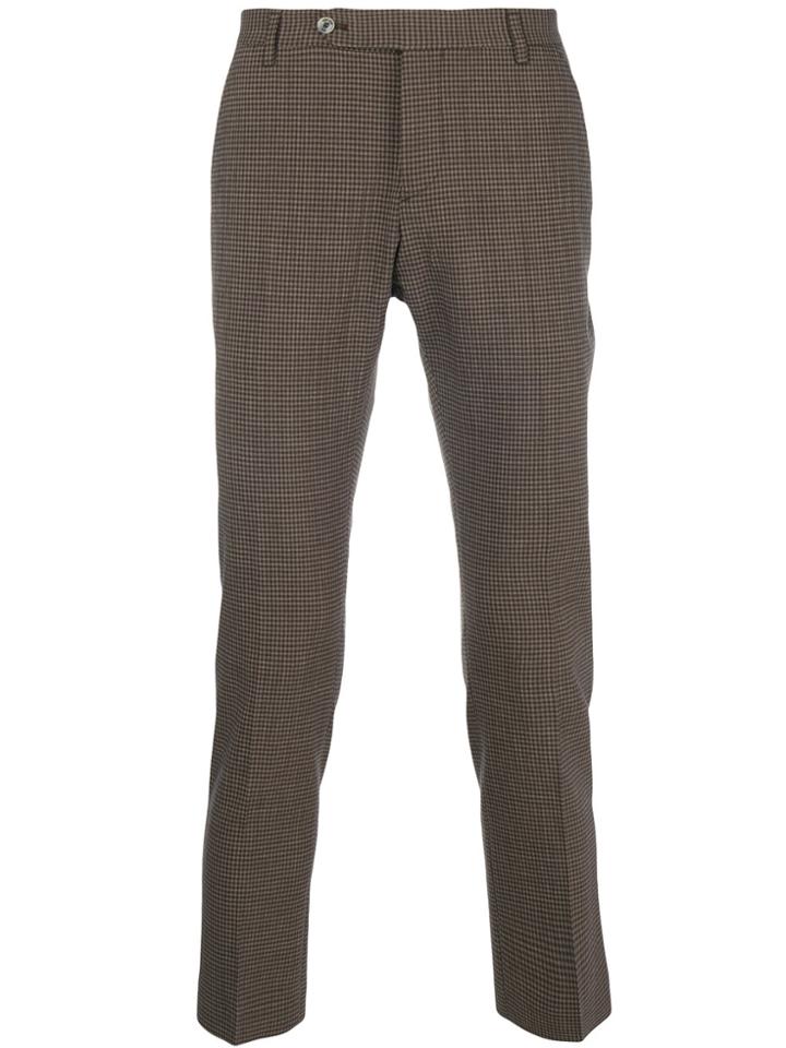 Entre Amis Checked Tailored Trousers - Brown