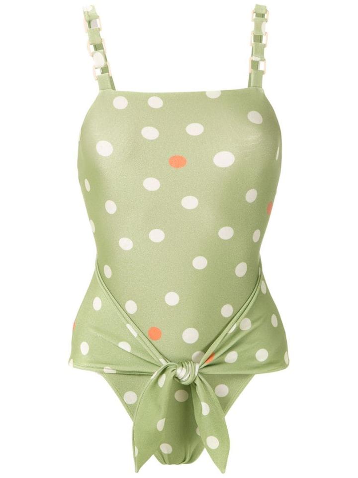 Adriana Degreas Printed High Leg Swimsuit - Green