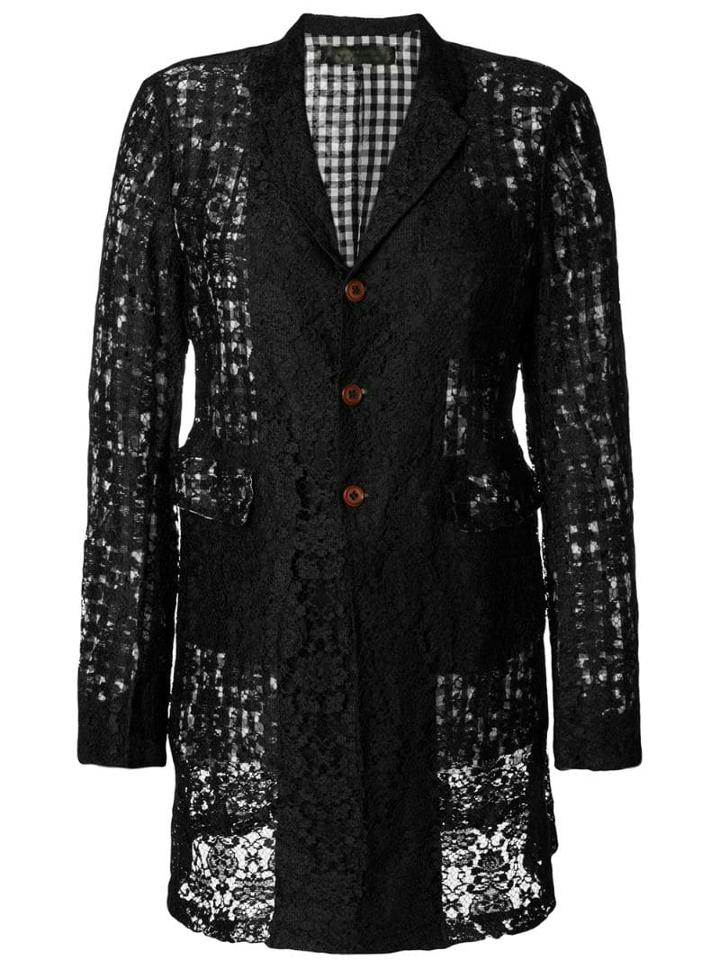 Comme Des Garçons Pre-owned Midi Lace Jacket - Black