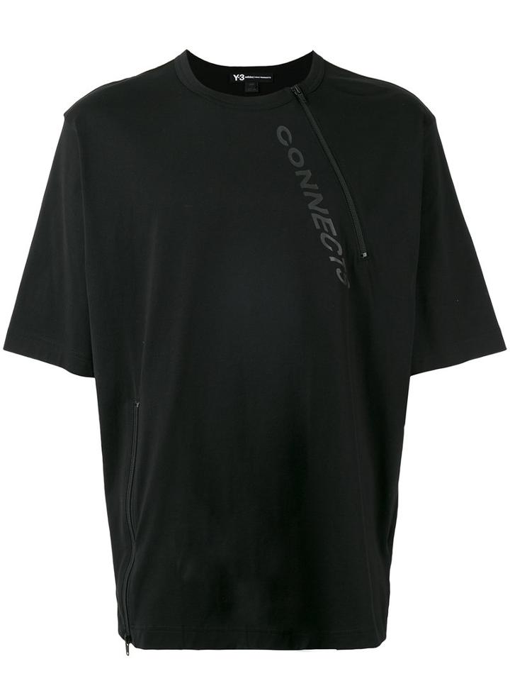 Y-3 Oversized Jersey Zip T-shirt, Men's, Size: Small, Black, Cotton