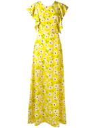 Rochas Floral Print Dress, Women's, Size: 42, Yellow, Silk