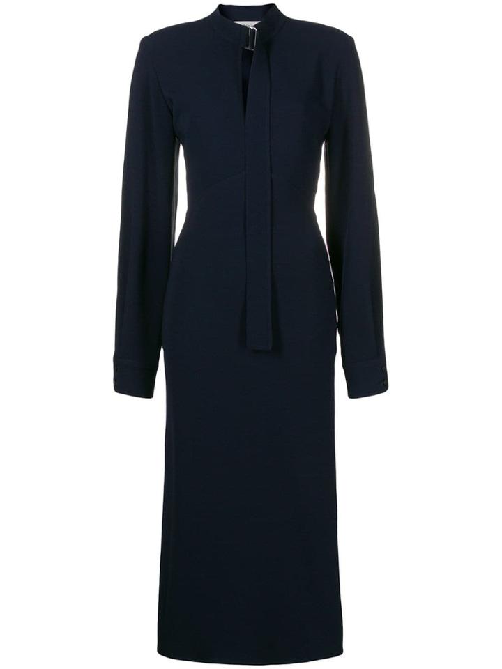 Victoria Beckham Slashed Long Sleeved Dress - Blue