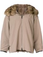 Liska Fur Hooded Coat - Neutrals