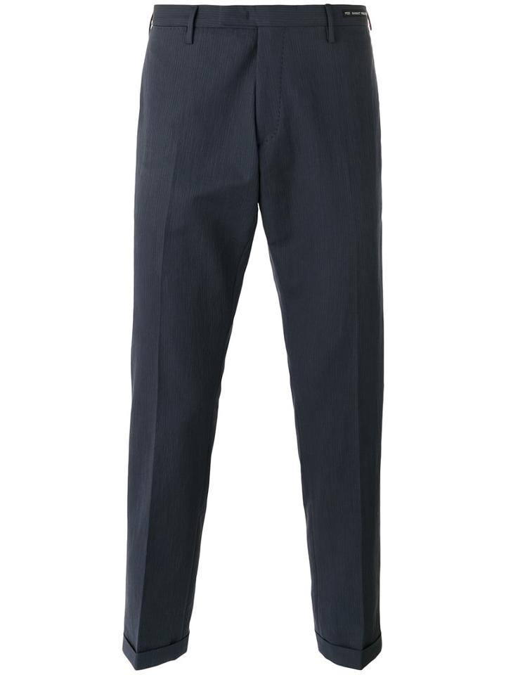Pt01 - Straight Leg Tailored Trousers - Men - Cotton/polyamide - 46, Blue, Cotton/polyamide