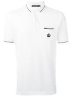 Dolce & Gabbana Embroidered Crown Polo Shirt, Men's, Size: 56, White, Cotton